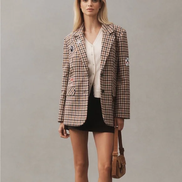 NWT AVEC LES FILLES ANTHROPOLOGIE PLAID PATCHWORK BLAZER XS - Picture 4 of 12